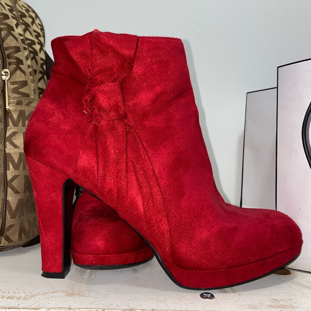 Red ankle boots